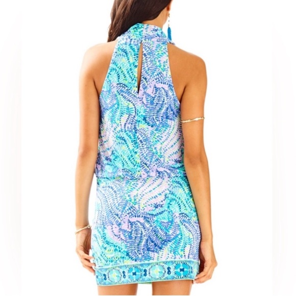 🐬Lilly Pulitzer Felizia Dress In Blue Current Fantasea🐬 - Picture 5 of 9